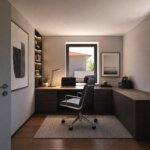 Homeoffice – Doppelhaushälfte Hamburg Wohldorf-Ohlstedt Visualisierung eines Homeoffice in der projektierten Doppelhaushälfte in Hamburg-Wohldorf-Ohlstedt